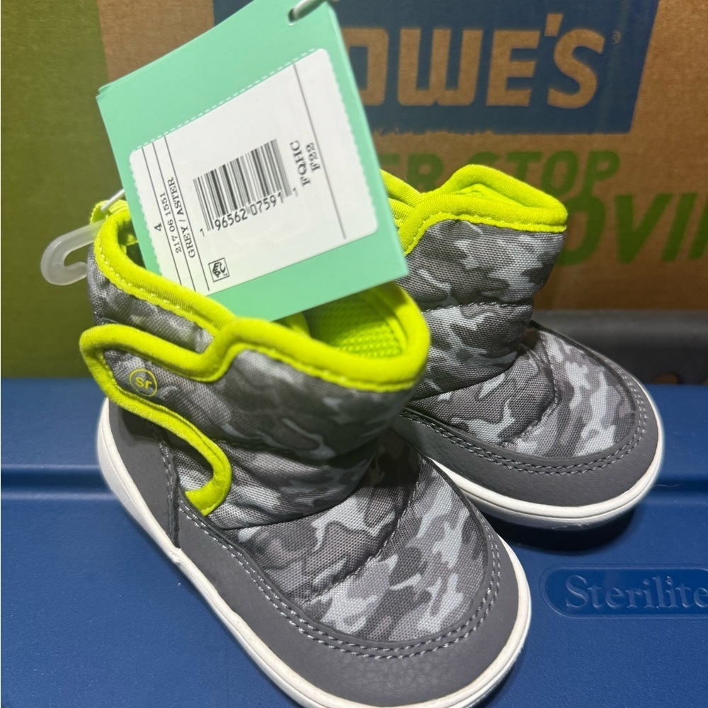 Stride Rite Gray and Neon Kids Boots